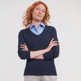 Russell Ladies V-Neck Knitted Pullover - R-710F-0 